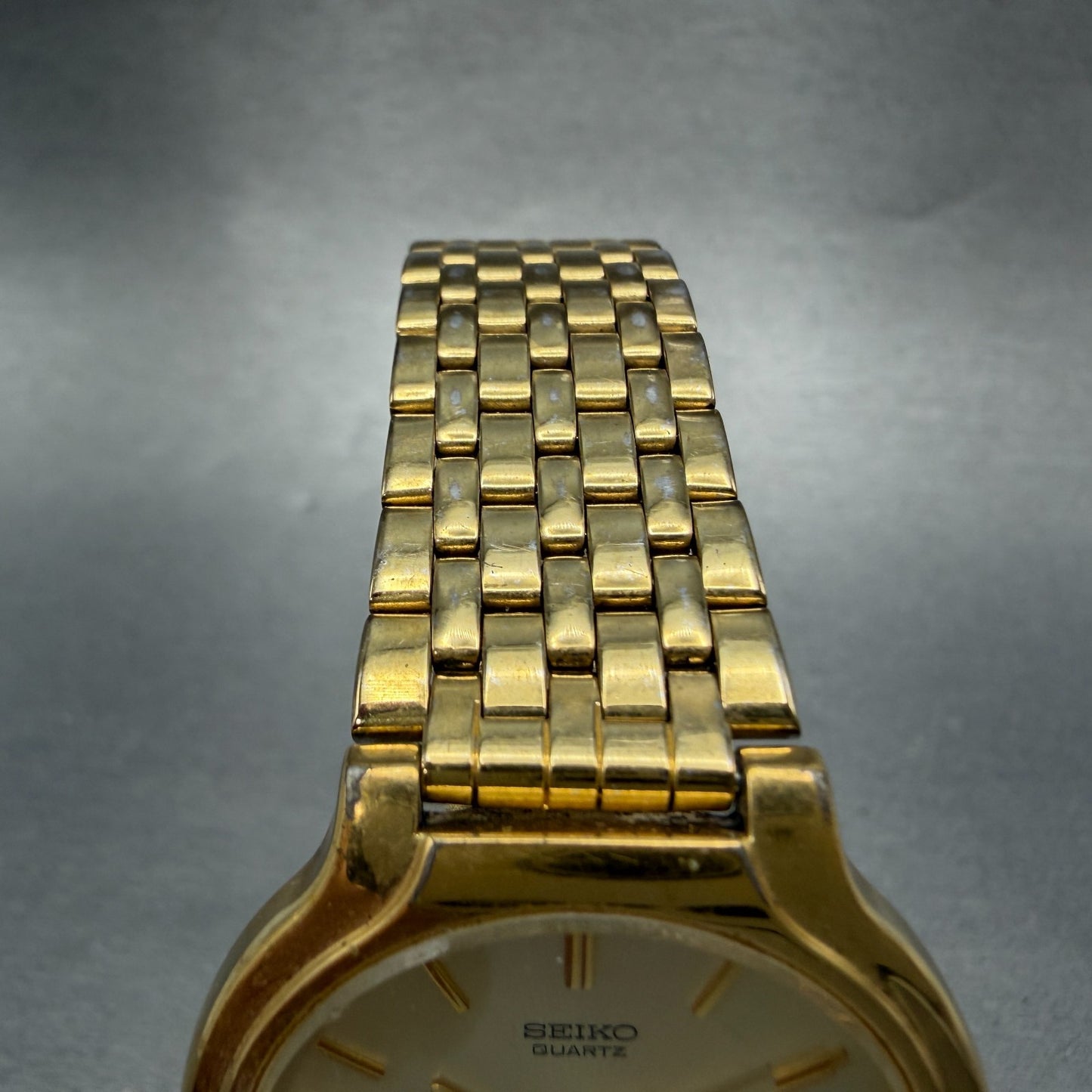 Seiko Watch Men 34mm Champagne Dial Gold Tone Round Vintage V701-6K69 PARTS5