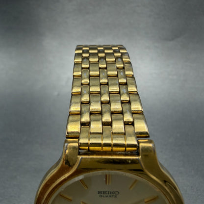 Seiko Watch Men 34mm Champagne Dial Gold Tone Round Vintage V701-6K69 PARTS5