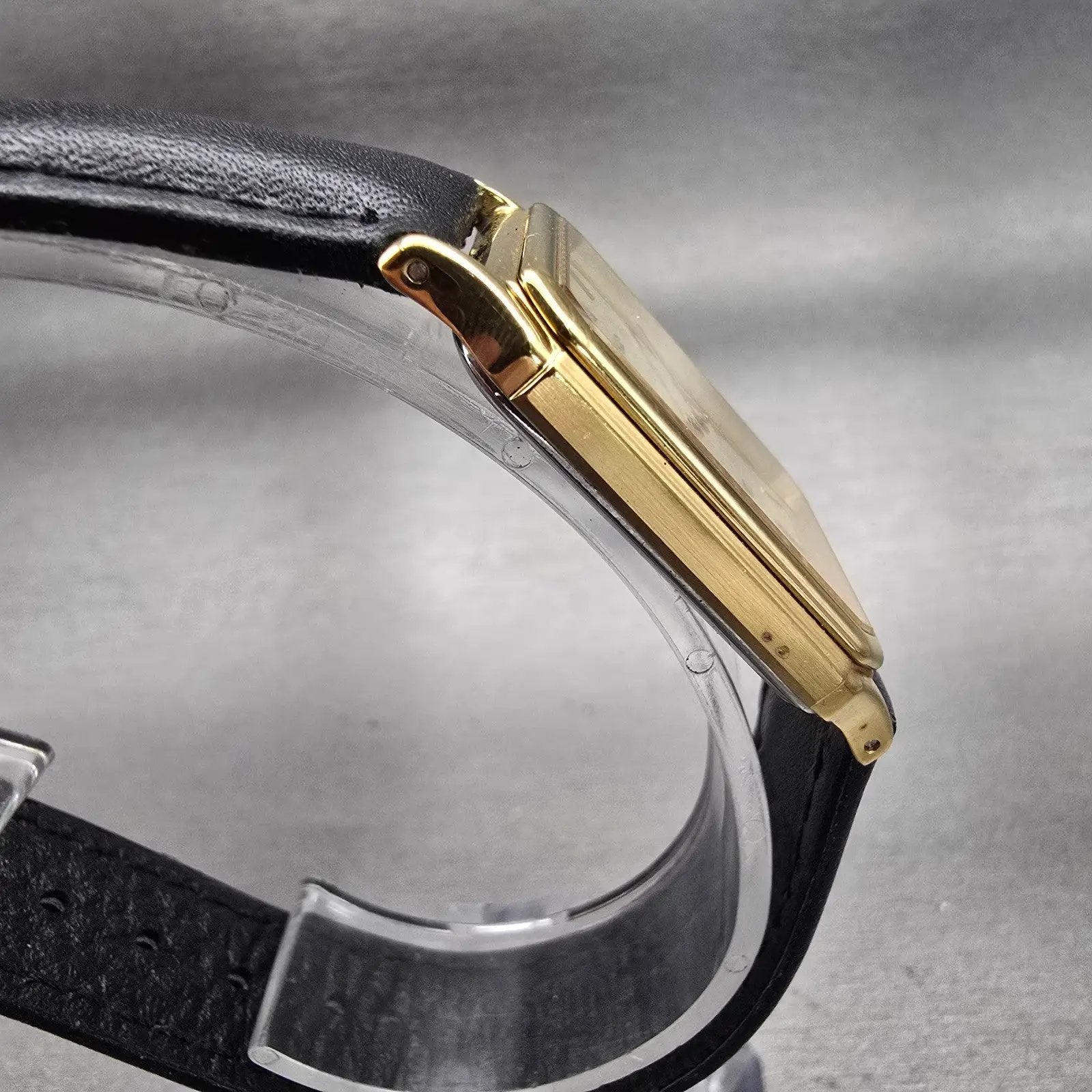 Seiko Spirit Tank Watch Men 26mm Champagne Dial Gold Rectangle 5E31-5B60 New Bat3