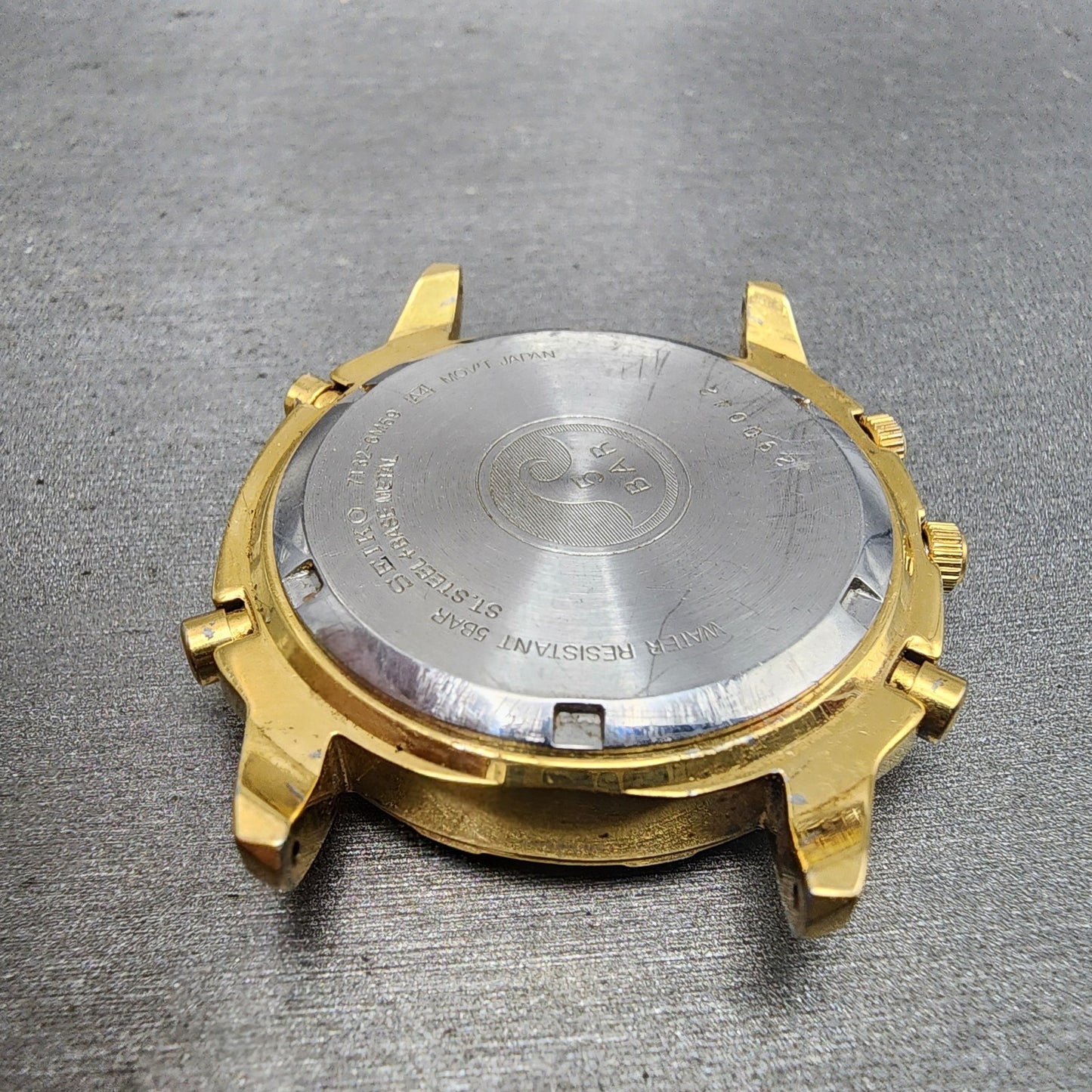 Seiko Chronograph Watch Men 39mm Champagne Dial Gold Tone Date 7t326m59 PARTS10