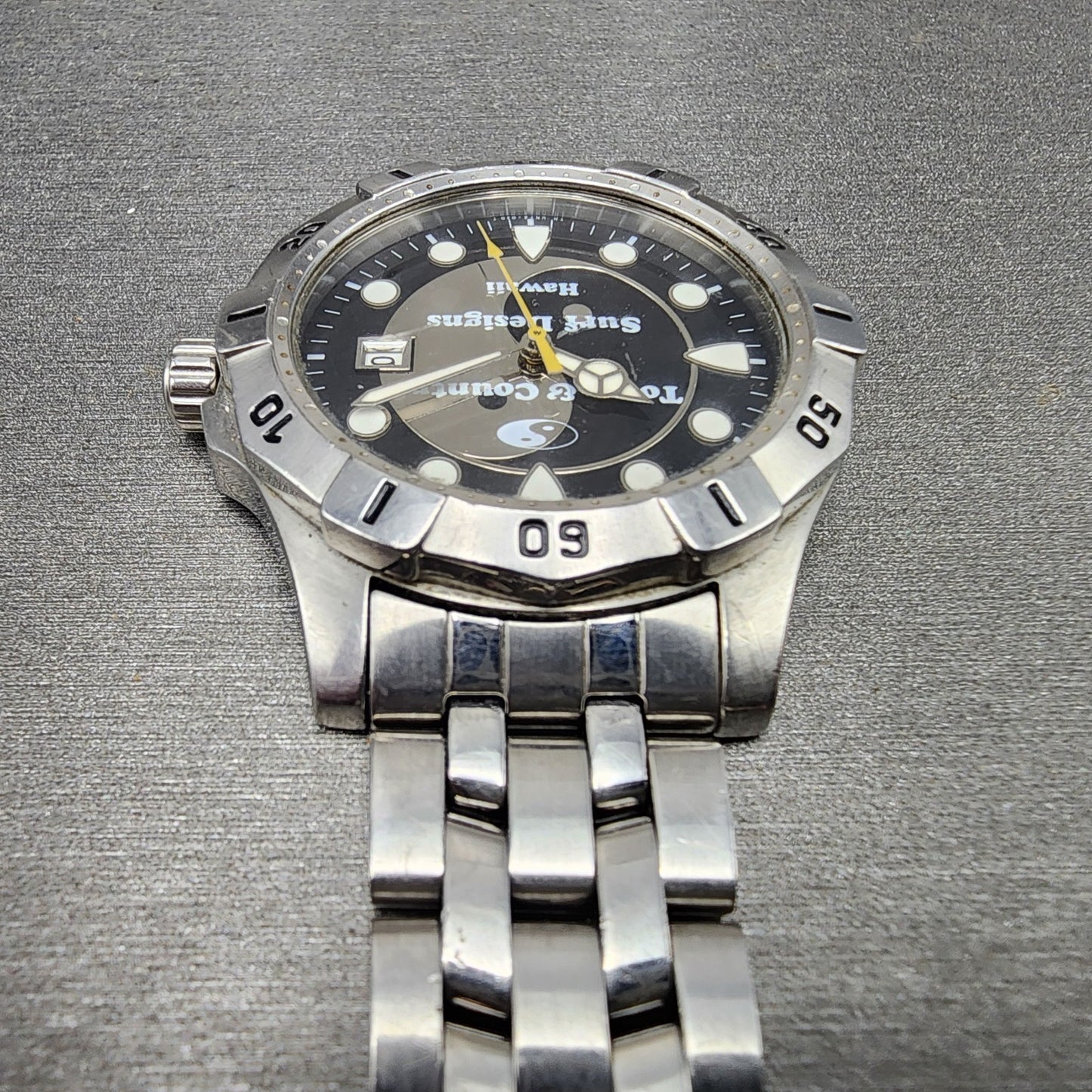 Orient Town & Country Dive Watch Men 38mm Black Dial Steel Date Round New Batt5