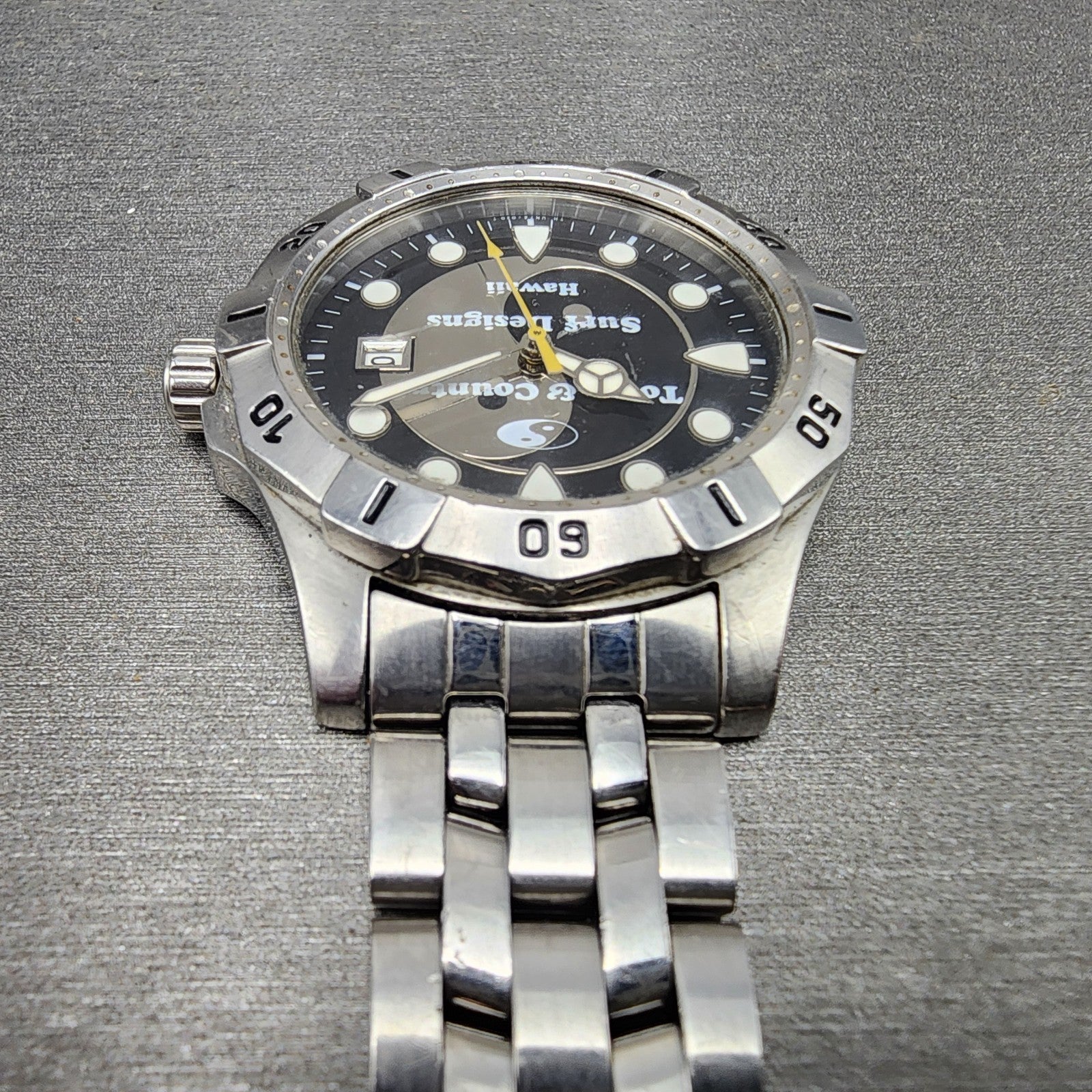 Orient Town & Country Dive Watch Men 38mm Black Dial Steel Date Round New Batt5