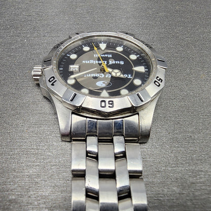 Orient Town & Country Dive Watch Men 38mm Black Dial Steel Date Round New Batt5