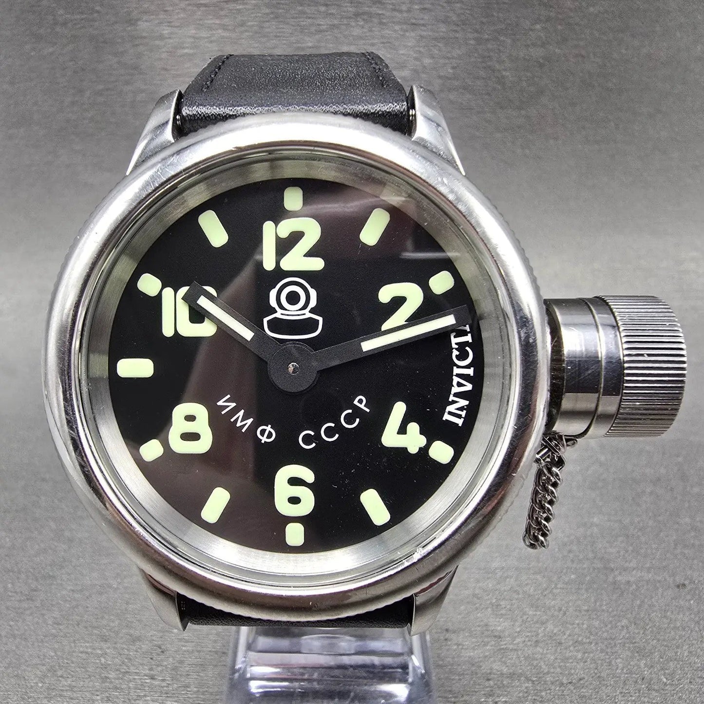 Invicta Russian Diver Watch Men 52mm Black Dial Silver Tone Manual 2625 Runs0