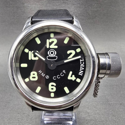 Invicta Russian Diver Watch Men 52mm Black Dial Silver Tone Manual 2625 Runs0
