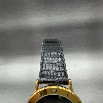 Gucci 3000M Watch Men 33mm Black Dial Gold plated Round Vintage PARTS5