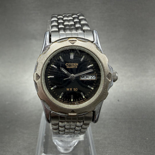 Citizen Watch Women 26mm Black Dial Silver Tone Daydate Round New Battery VTG0