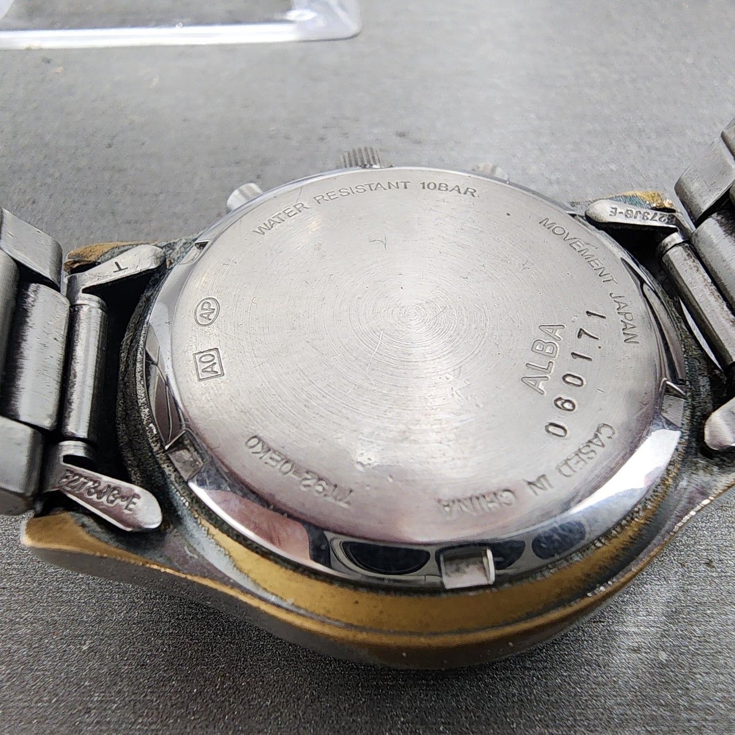 Seiko Alba Chronograph Watch Men 37mm Blue Dial Silver Tone Date 7t920ek0 PARTS10