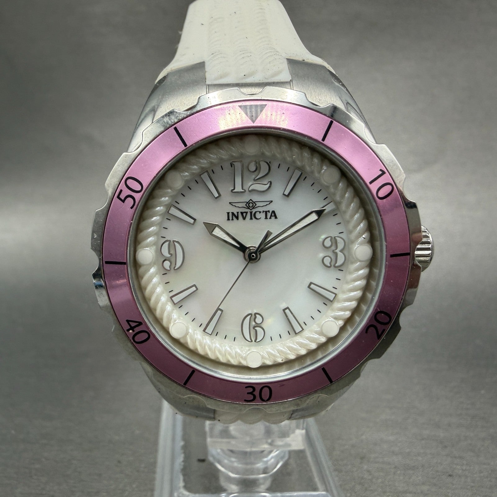 Invicta Angel Dive Watch Women 38mm MOP Dial Silver Tone 23746 New Battery0