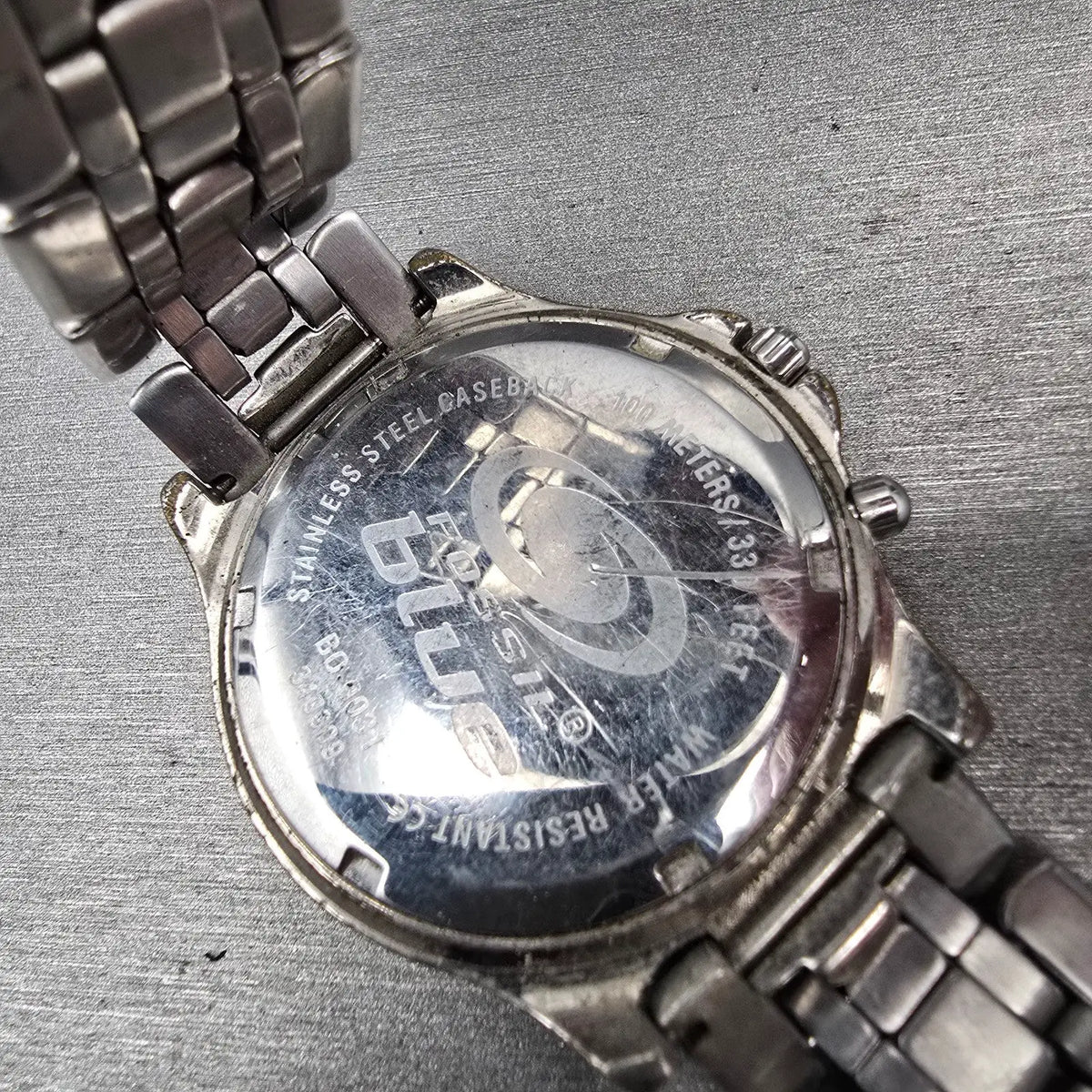 Fossil Blue Dive Watch Men 39mm Blue Dial Silver Tone Daydate BQ-9031 New Batt10