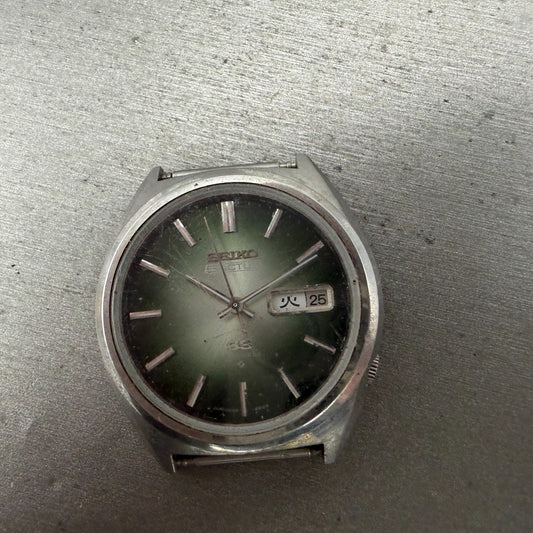Seiko 5 Actus SS Watch Men 38mm Green Dial Silver Tone Daydate 5126-6010 PARTS0