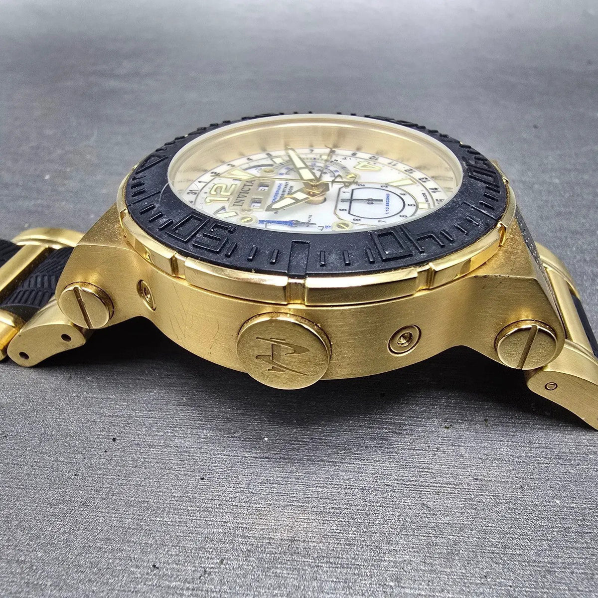 Invicta Reserve Ocean Reef Chronograph Watch Men 46mm MOP Dial Black Gold  READ!4