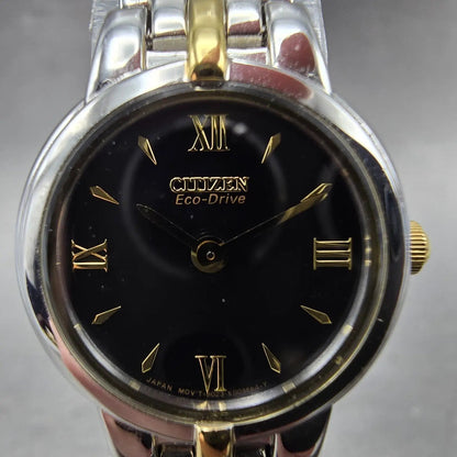 Citizen Eco-Drive Watch Women 21mm Black Dial Two Tone Round B023-S056501 Runs1