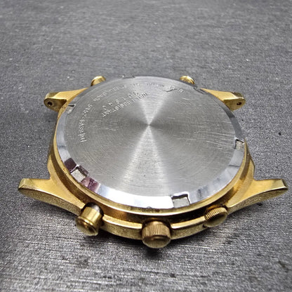 Seiko World Time Watch Men 37mm Black Dial Gold Tone Alarm Date 5T52-6A39 PARTS710