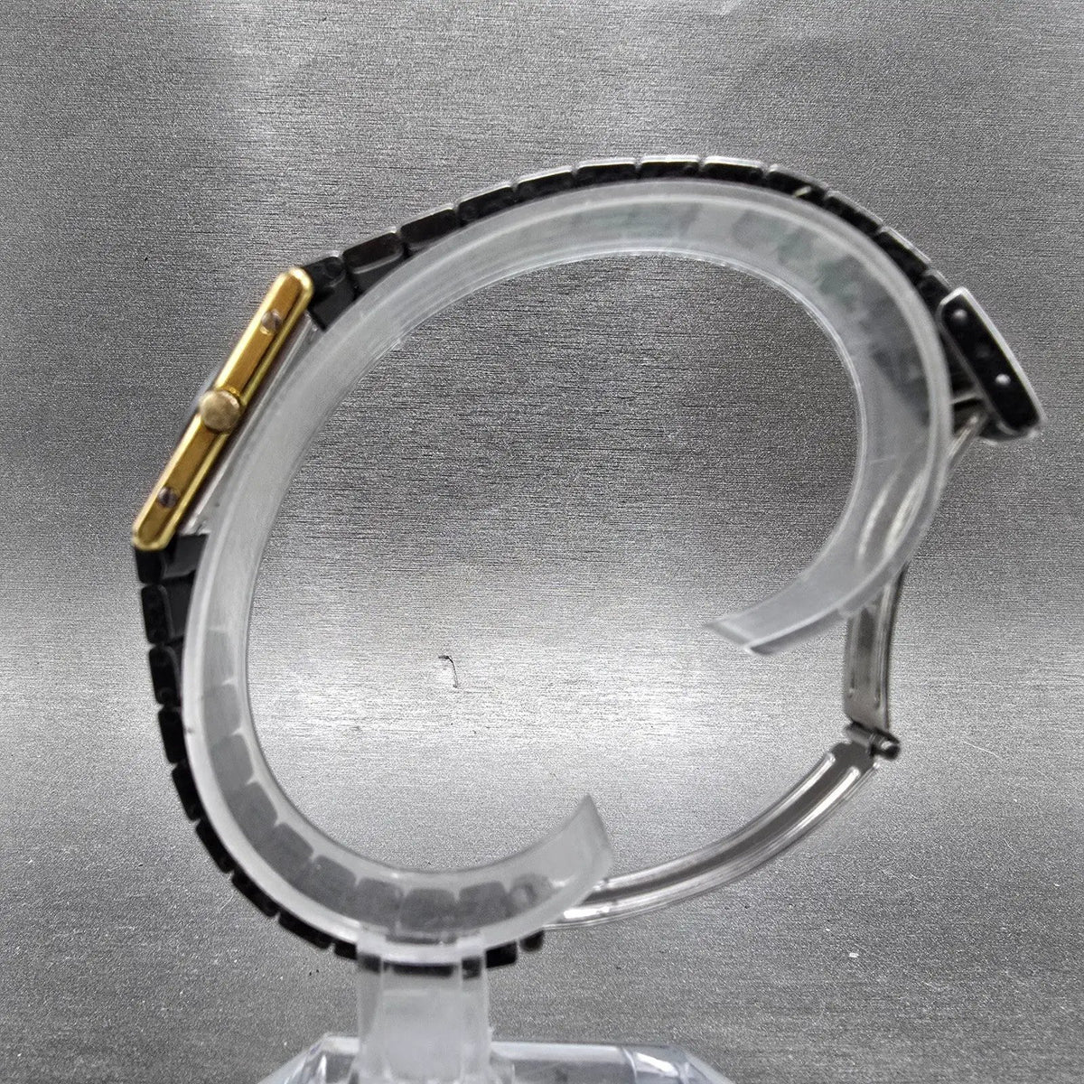 Leroy Tank Watch Women 20mm Black Dial Gold Black Rectangle 8802 New Battery VTG7