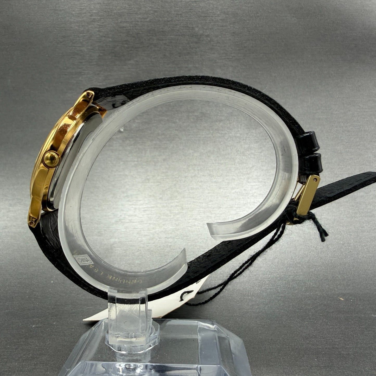 Citizen Watch Unisex 33mm Black Dial Gold Tone Date Round New Battery NOS6