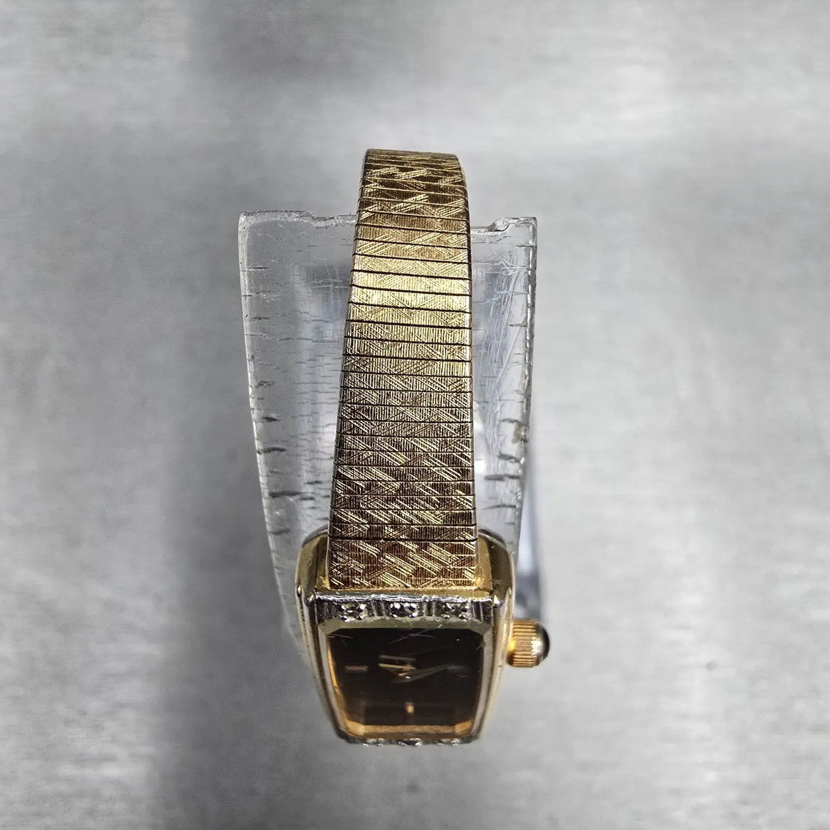 Citizen CQ Tank Watch Women 12mm Brown Dial Gold Diamonds 2250-226348 New Batt4