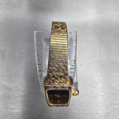 Citizen CQ Tank Watch Women 12mm Brown Dial Gold Diamonds 2250-226348 New Batt4