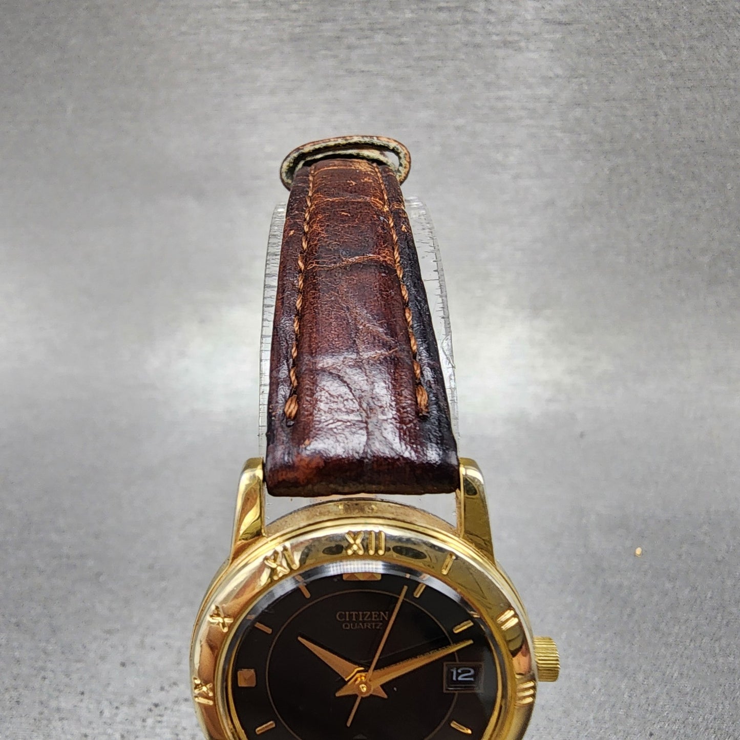 Citizen Watch Women 24mm Black Dial Gold Tone Date 6010K06878 New Battery4