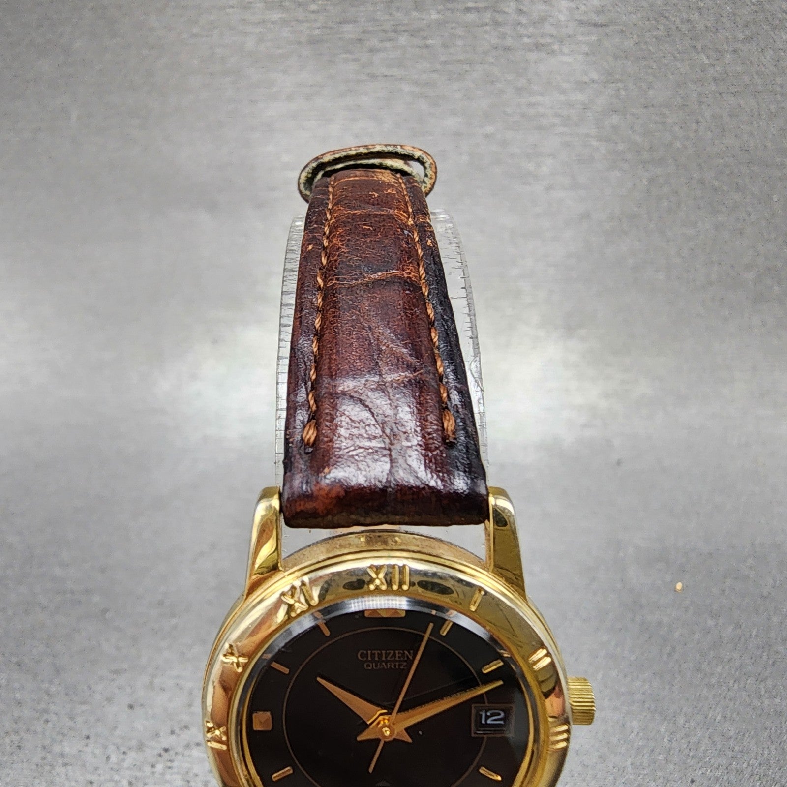 Citizen Watch Women 24mm Black Dial Gold Tone Date 6010K06878 New Battery4