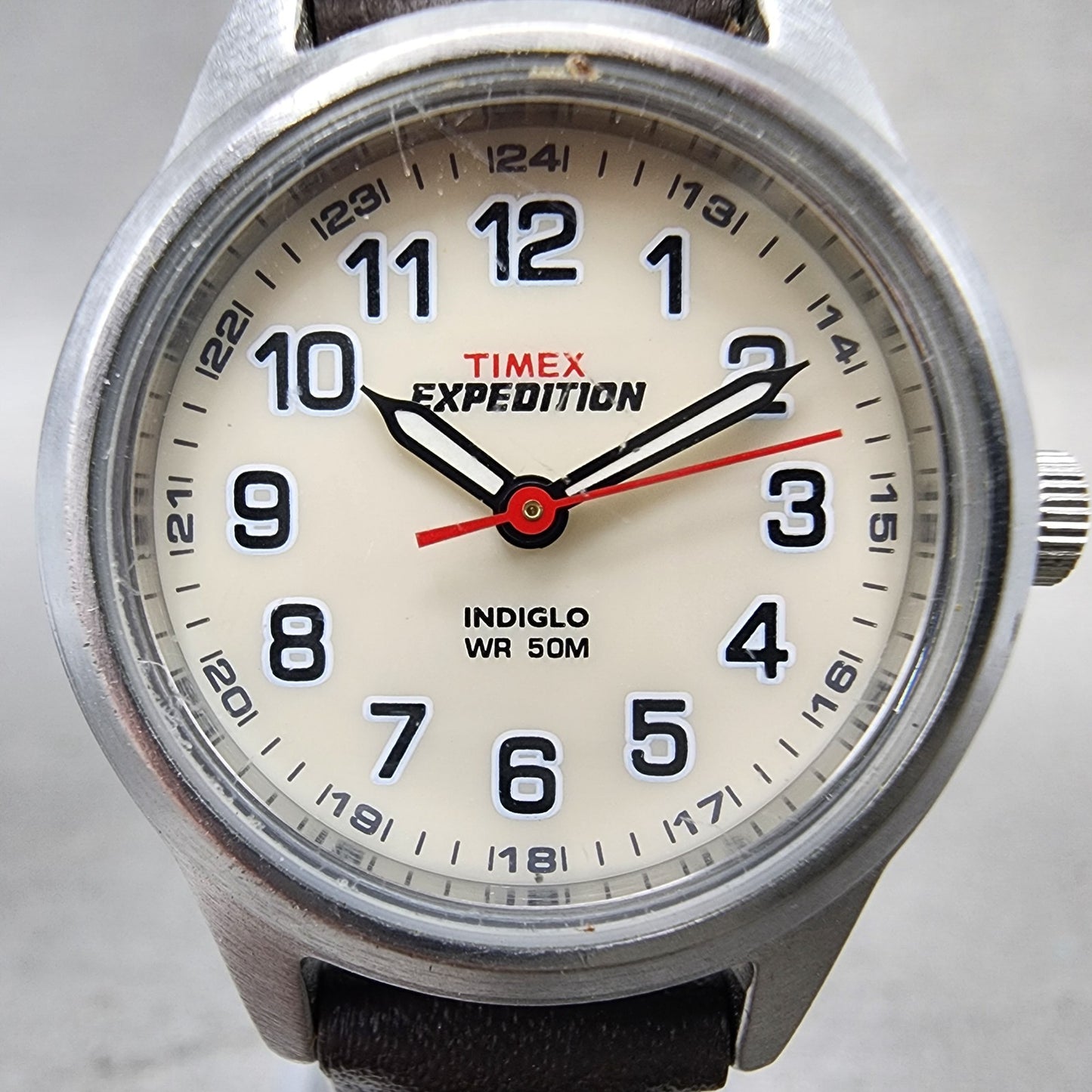 Timex Expedition Watch Women 26mm Cream Dial Silver Tone Round New Battery ABC121