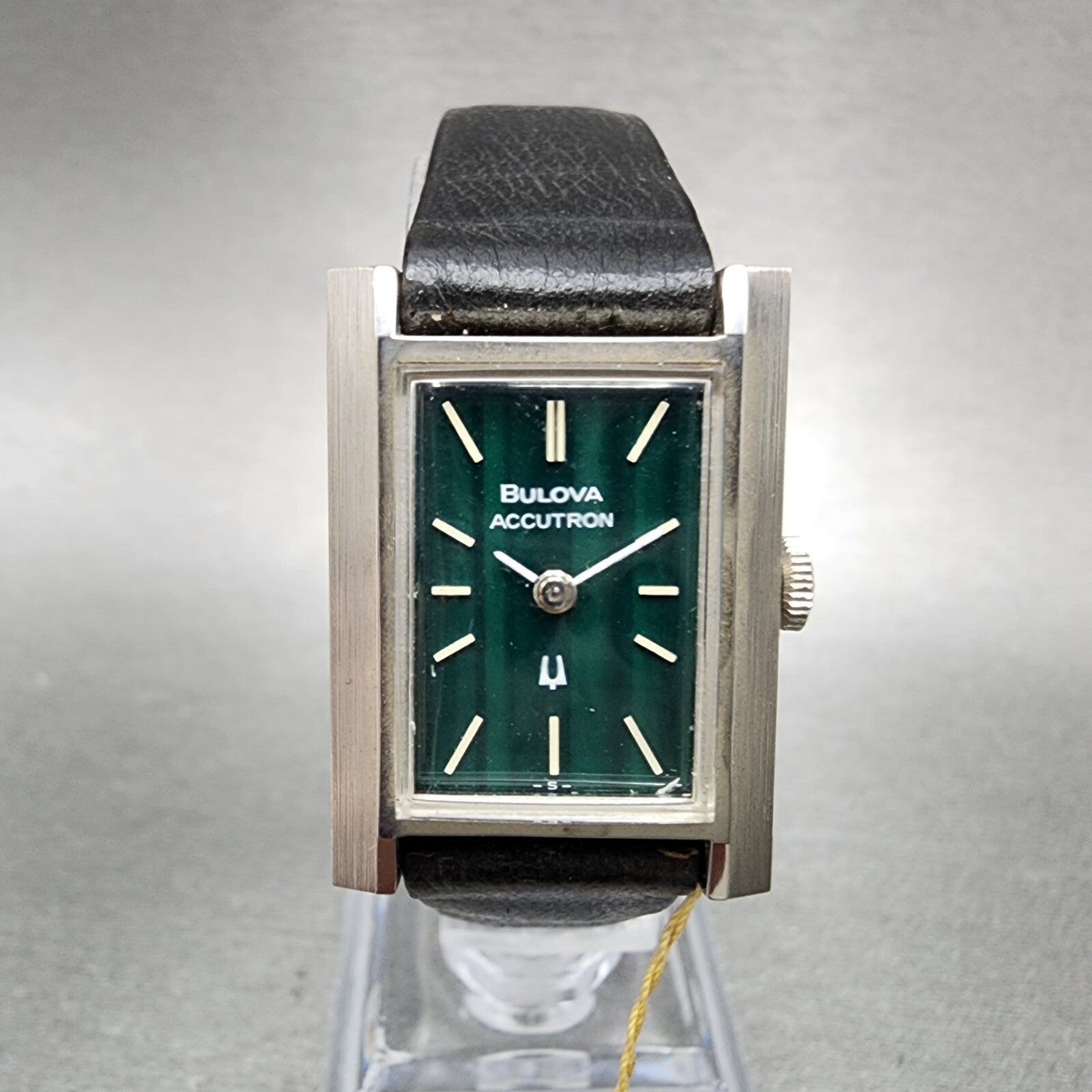 Bulova Accutron Tank Watch Women 20mm Green Dial Steel Rectangle 21903 NOS PARTS2