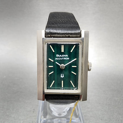Bulova Accutron Tank Watch Women 20mm Green Dial Steel Rectangle 21903 NOS PARTS2