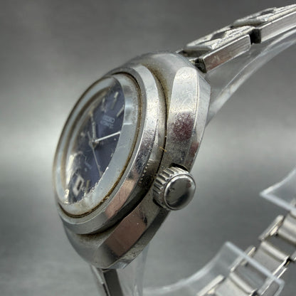 Seiko Automatic Watch Women 28mm Blue Dial Silver Tone Date 2205-0030 Runs2
