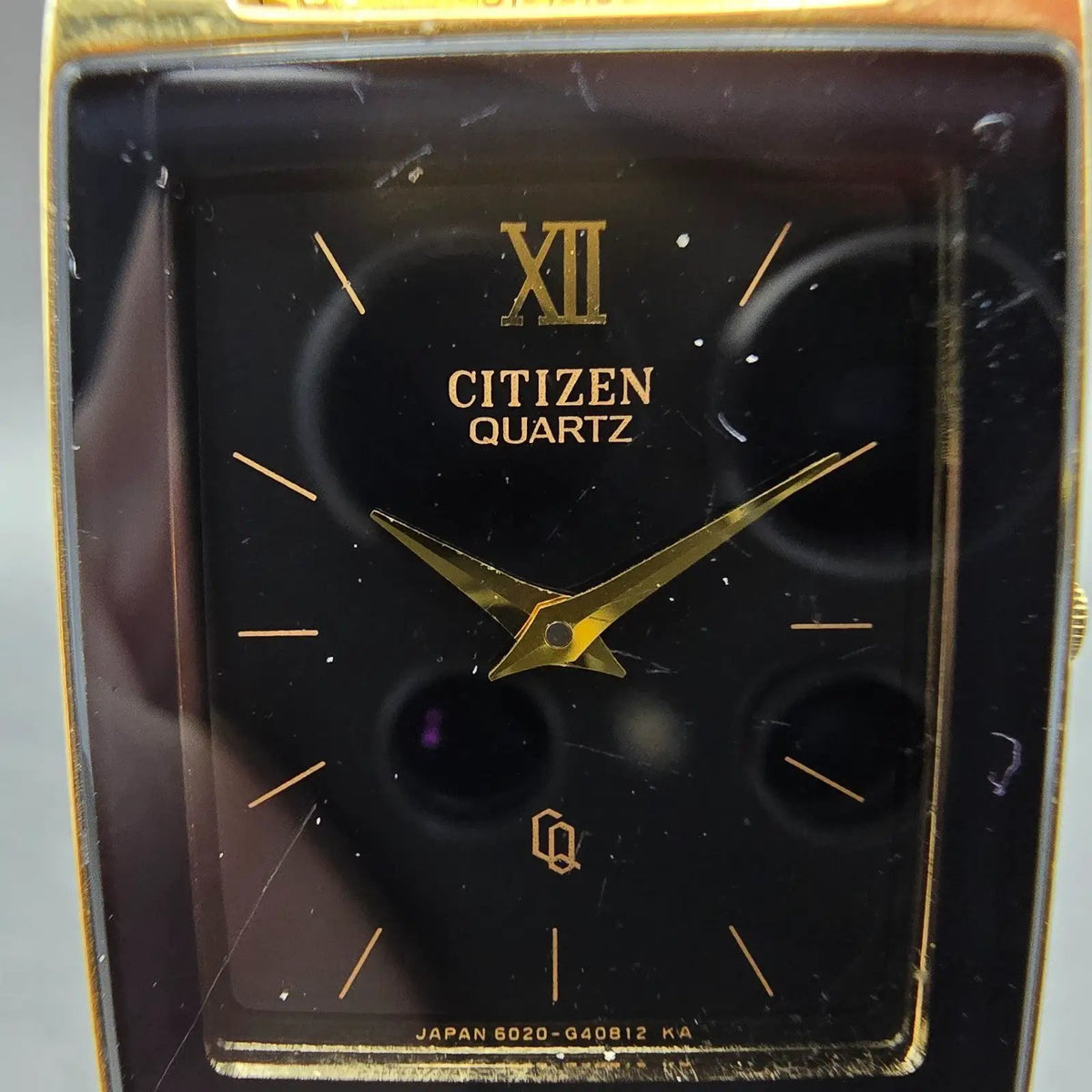 Citizen Tank Watch Men 25mm Black Dial Gold Tone Rectangle 1020-H14231 JP PARTS2