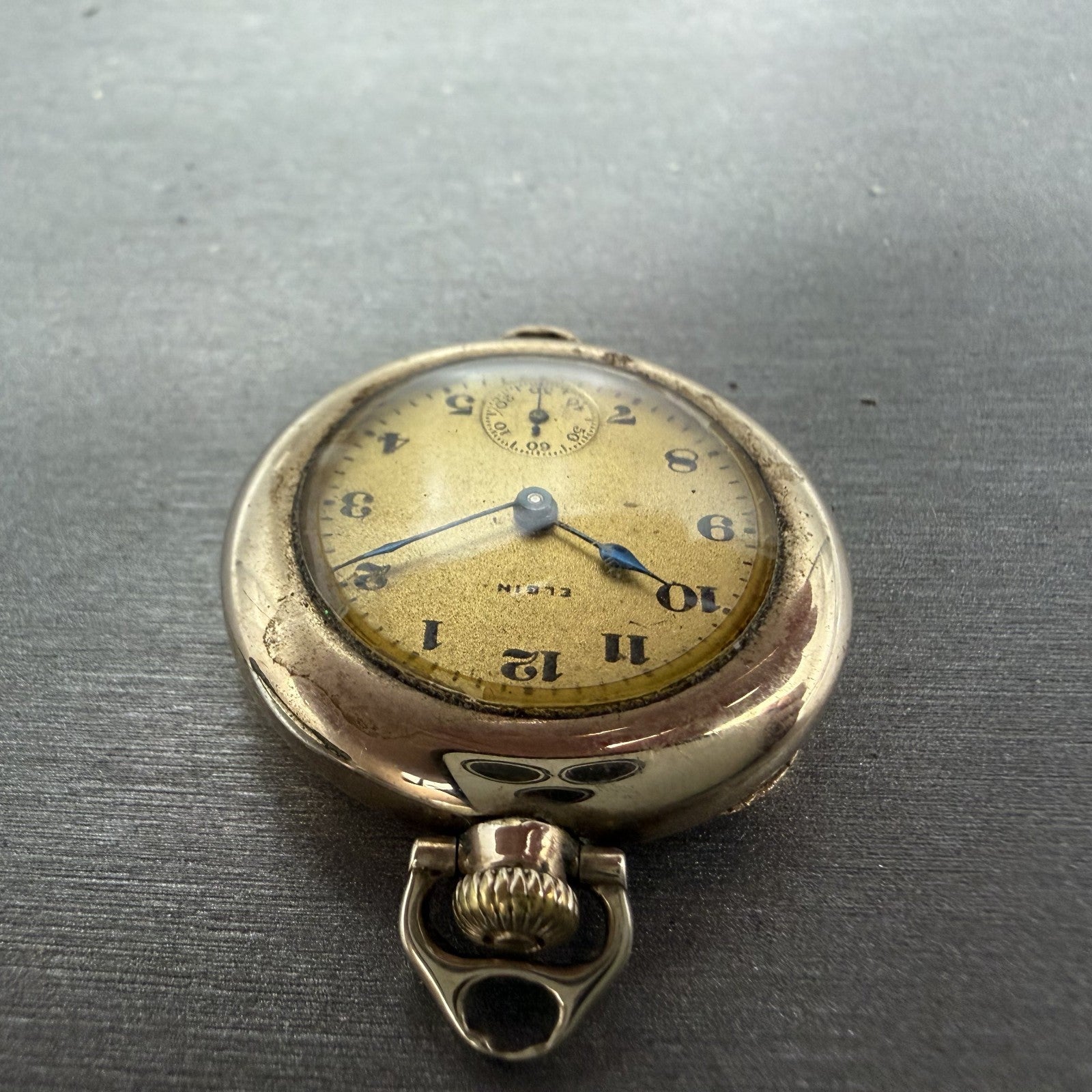 Elgin Pocket Watch 31mm Gold Dial Gold Filled Manual Wind Grade 463 Runs4