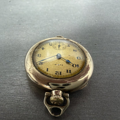 Elgin Pocket Watch 31mm Gold Dial Gold Filled Manual Wind Grade 463 Runs4