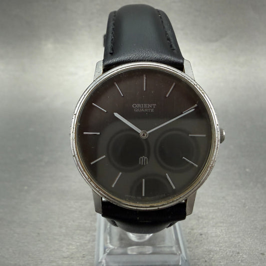 Orient Watch Men 32mm Black Dial Silver Tone Round Y050602-00 New Battery VTG0
