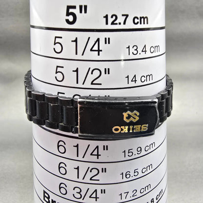 Seiko SQ Watch Women 24mm Black Dial Black & Gold Tone Daydate 2A23-0159 New Bat9