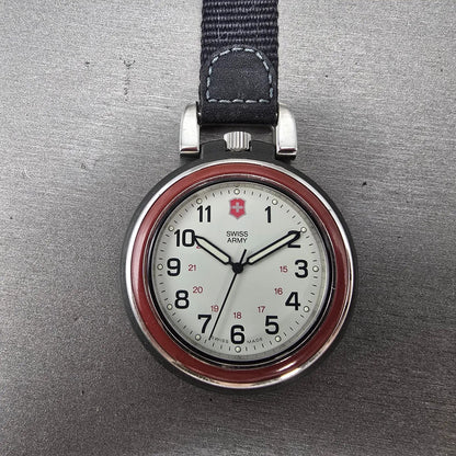 Victorinox Swiss Army Pocket Watch Men 48mm White Dial Black Tone 24723 New Batt1