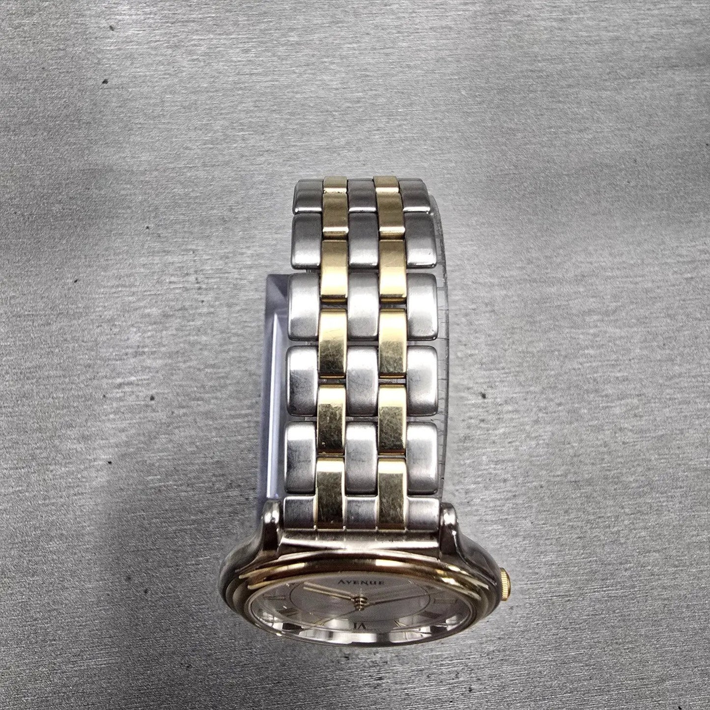 Seiko Avenue Watch Men 32mm Silver Dial Two Tone Round 7N01-626A New Battery VTG4