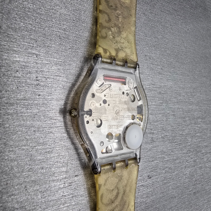 Swatch Portrait Watch Men 34mm Silver Dial Clear Case Round SFK150P New Battery12