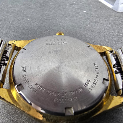 Seiko Railroad Approved Watch Men 37mm White Dial Gold Tone Daydate Round PARTS10