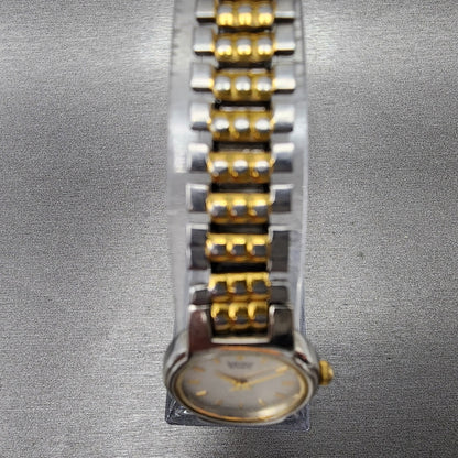 Seiko Watch Women 20mm White Dial Two Tone Round 1N00-1A49 New Battery