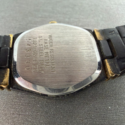 Seiko Watch Women 20mm Black Dial Black & Gold Tone Round 7321-0249 New Battery10