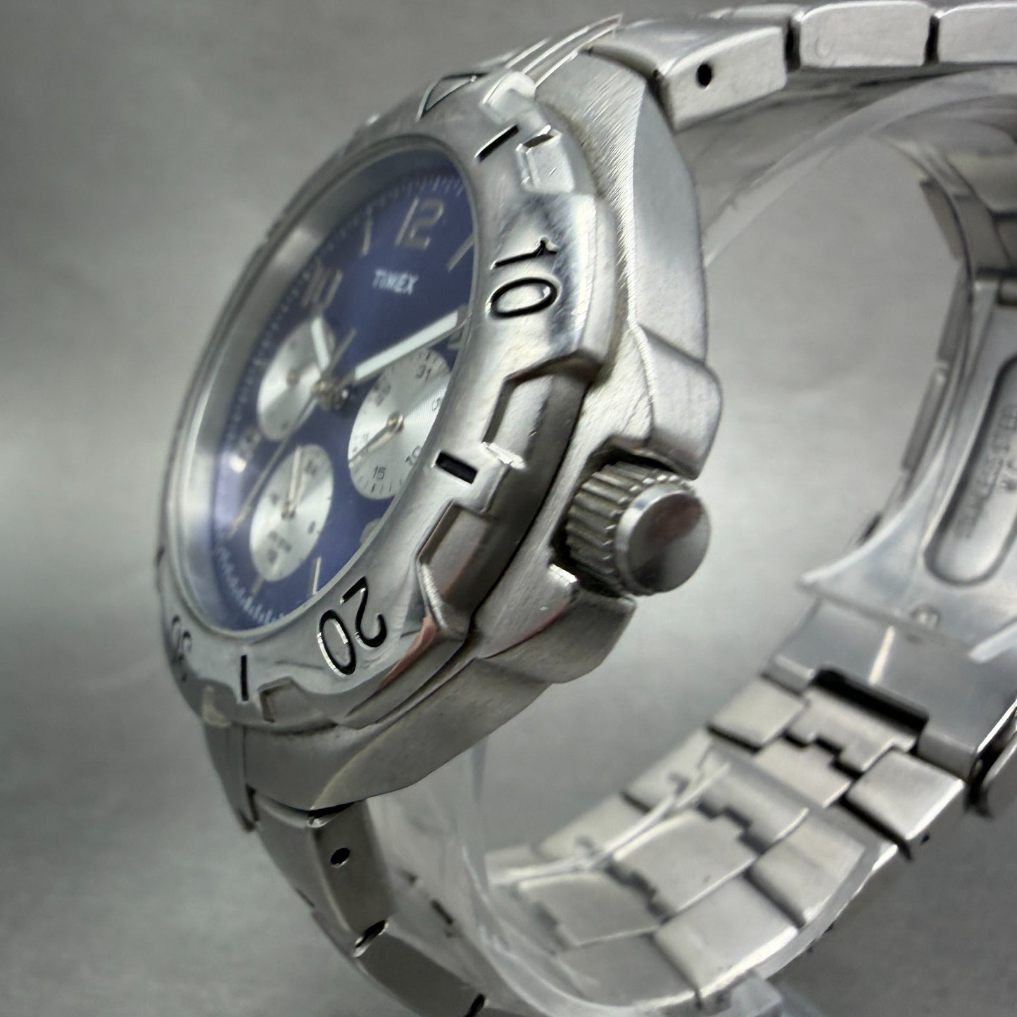 Timex Dinamica Watch Men 39mm Blue Dial Silver Tone Daydate T2G501 New Battery2