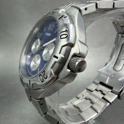 Timex Dinamica Watch Men 39mm Blue Dial Silver Tone Daydate T2G501 New Battery2