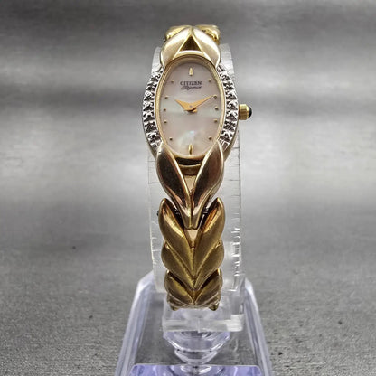 Citizen Elegance Watch Women 15mm MOP Dial Gold Tone Gemmed 5421-F44701 New Batt5
