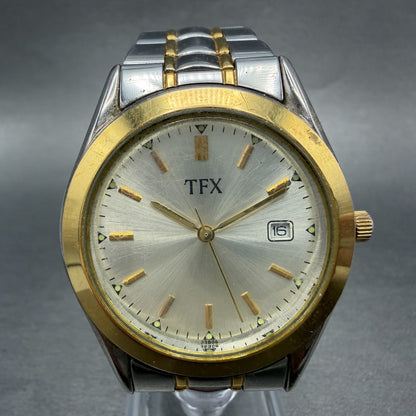 Bulova TFX Watch Men 37mm Champagne Dial Two Tone Date Round 38B08 New Battery0