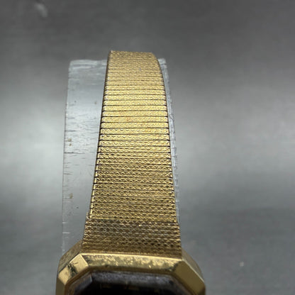 Seiko Watch Women 17mm Black Dial Gold Tone Octagon 2B20-5019 New Batt Vintage4