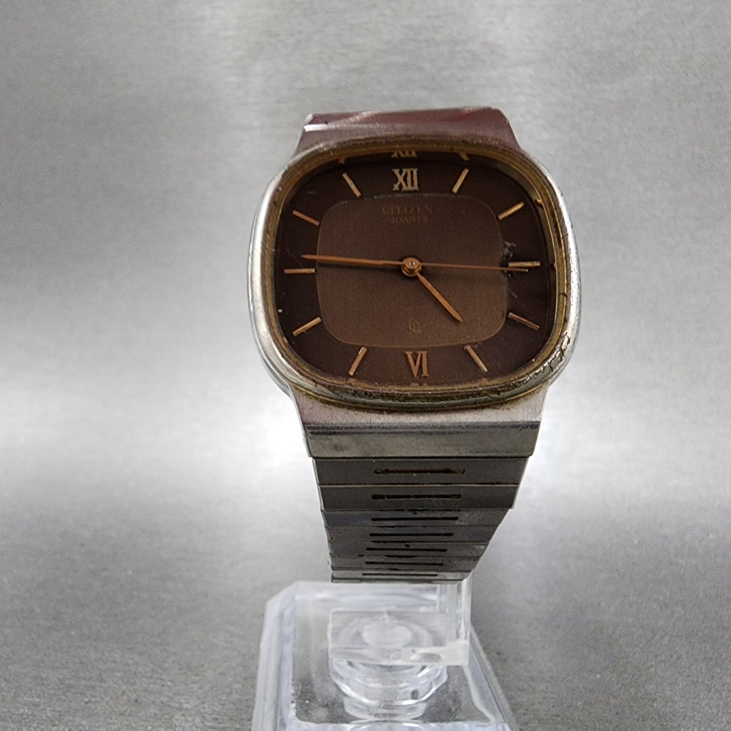 Citizen CQ Watch Men 32mm Brown Dial Two Tone 1230214528 New Battery READ!!!!!!5