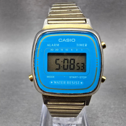 Casio LA670W Watch Women 25mm Blue Dial Gold Digital Alarm Chronograph NewBat0