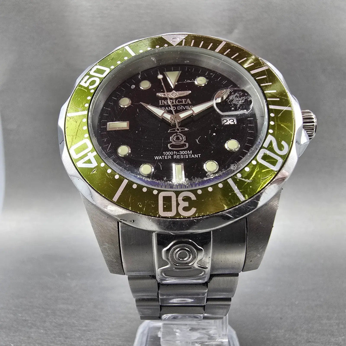 Invicta Grand Diver Automatic Watch Men 45mm Black Dial Steel Date 3047 Runs5