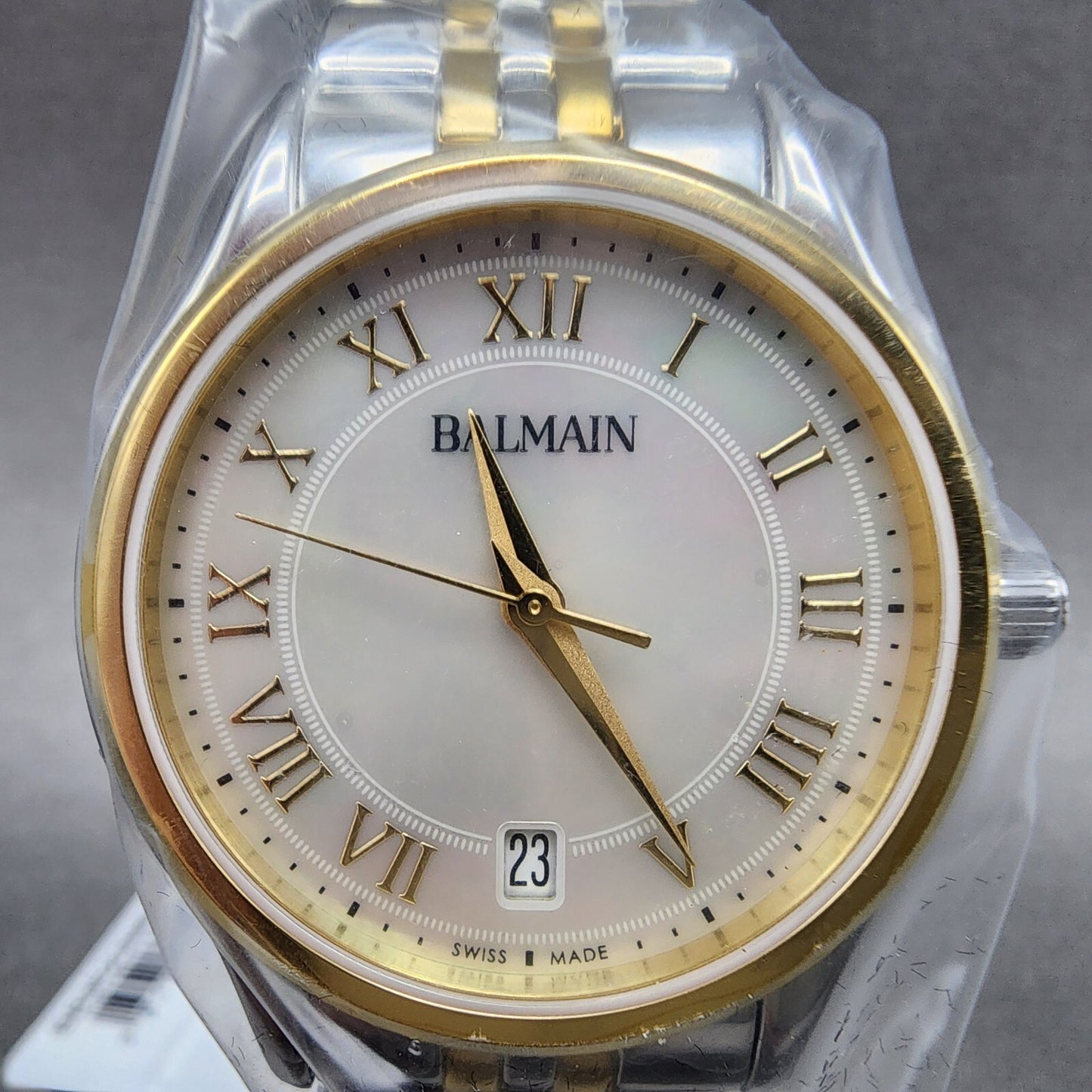 Balmain Beleganza Watch Women 32mm MOP Dial Two Tone Date Round Bracelet Works2