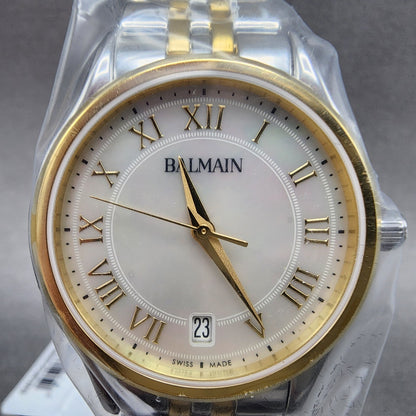 Balmain Beleganza Watch Women 32mm MOP Dial Two Tone Date Round Bracelet Works2
