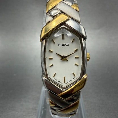 Seiko Watch Women 16mm White Dial Two Tone Hexagon 1N00-6R90 New Battery0